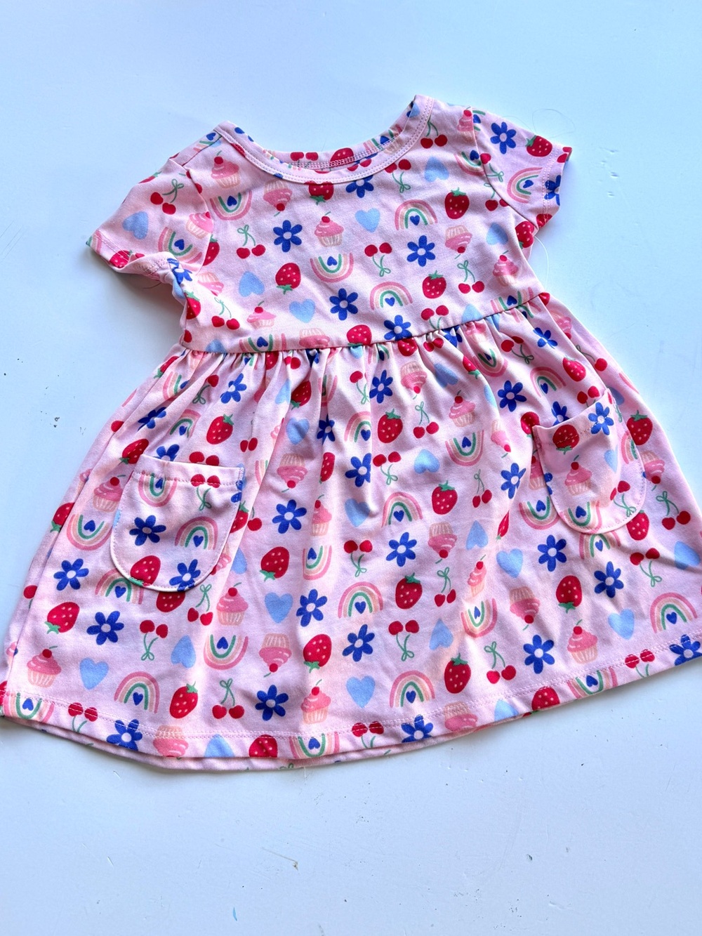 Wonder Nation Girls Play Dress with Short Sleeves, 18 Months